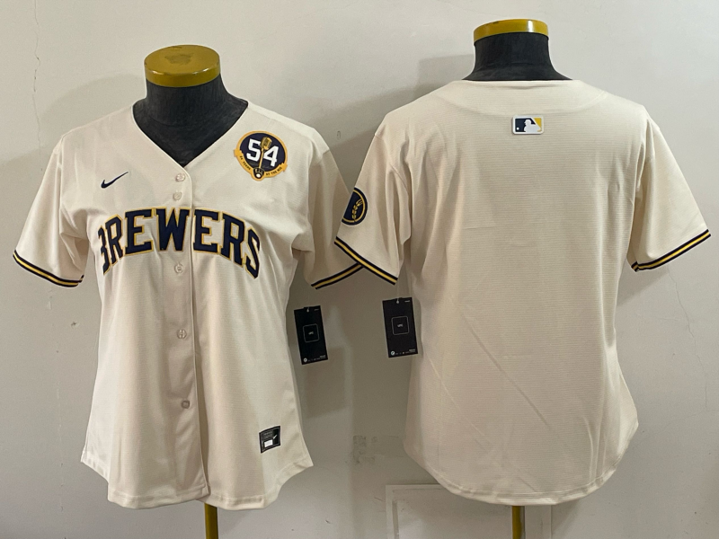 Women 2026 Milwaukee Brewers blank cream Game Nike MLB Jersey 0931004->->Women Jersey
